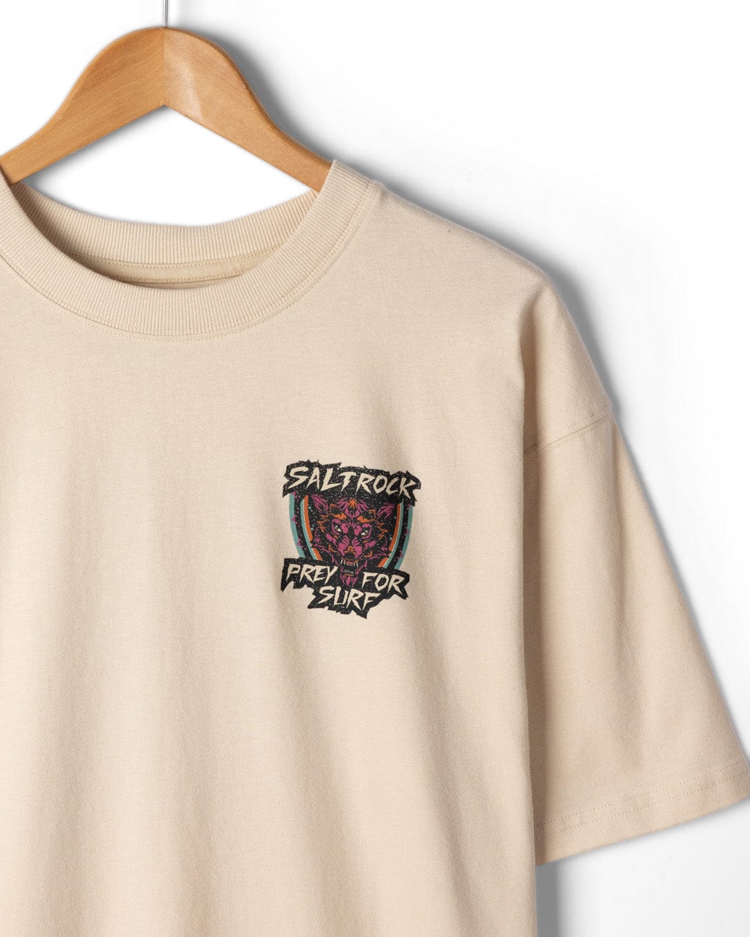 Wolfscale II Mens Oversized Short Sleeve T-Shirt in Cream - Image 6