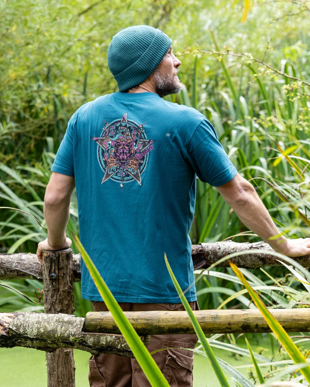 Wolfscale II Mens Oversized Short Sleeve T-Shirt in Teal - Image 3