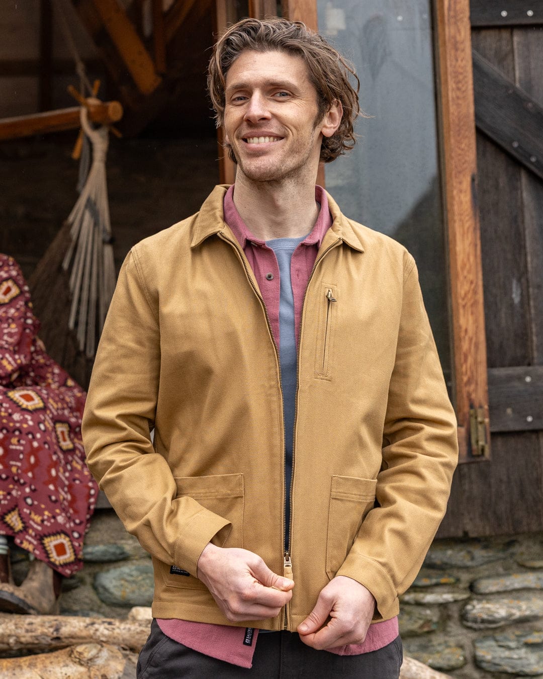 Wyatt Origins Mens Casual Jacket in Brown - Image 2