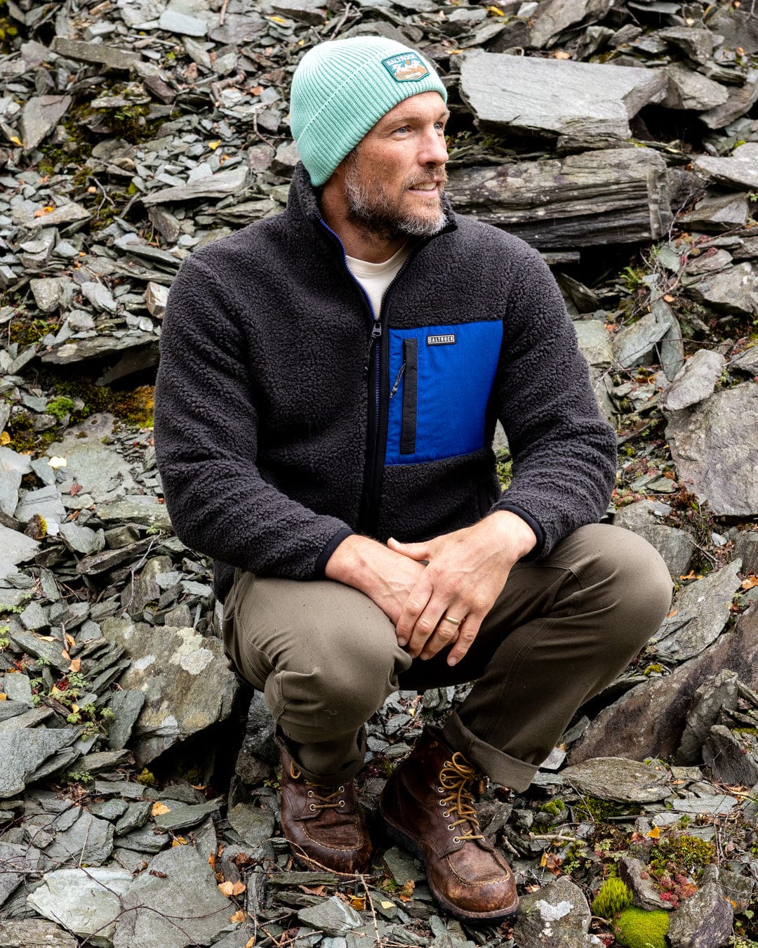Wye 2 Mens Sherpa Fleece in Grey/Blue - Image 2