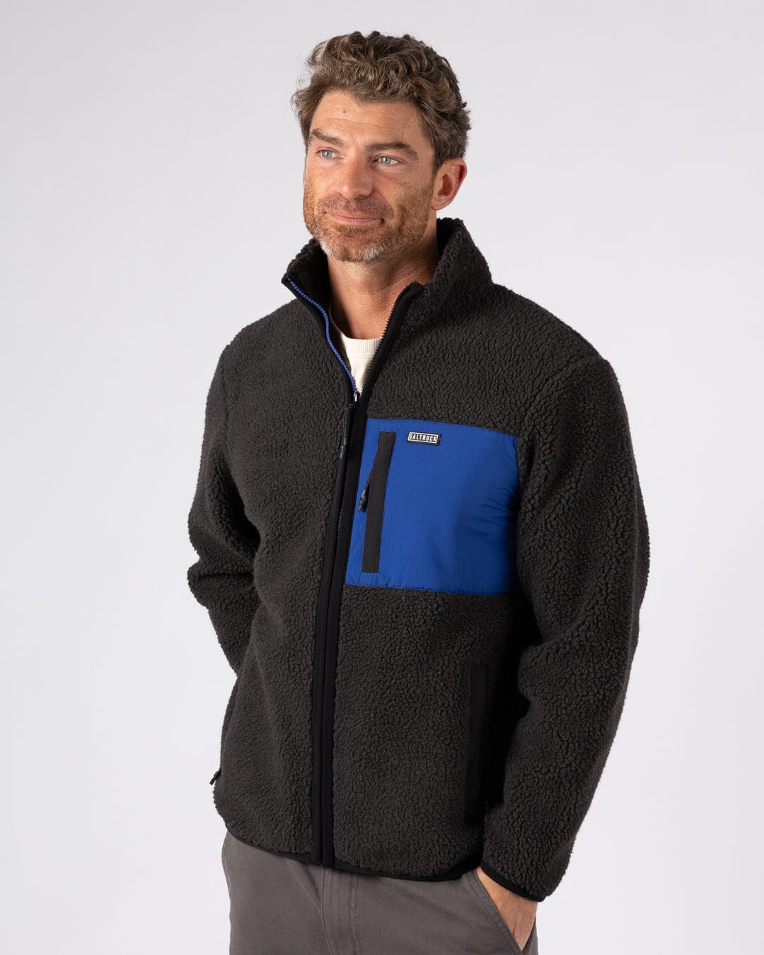 Wye 2 Mens Sherpa Fleece in Grey/Blue - Image 5