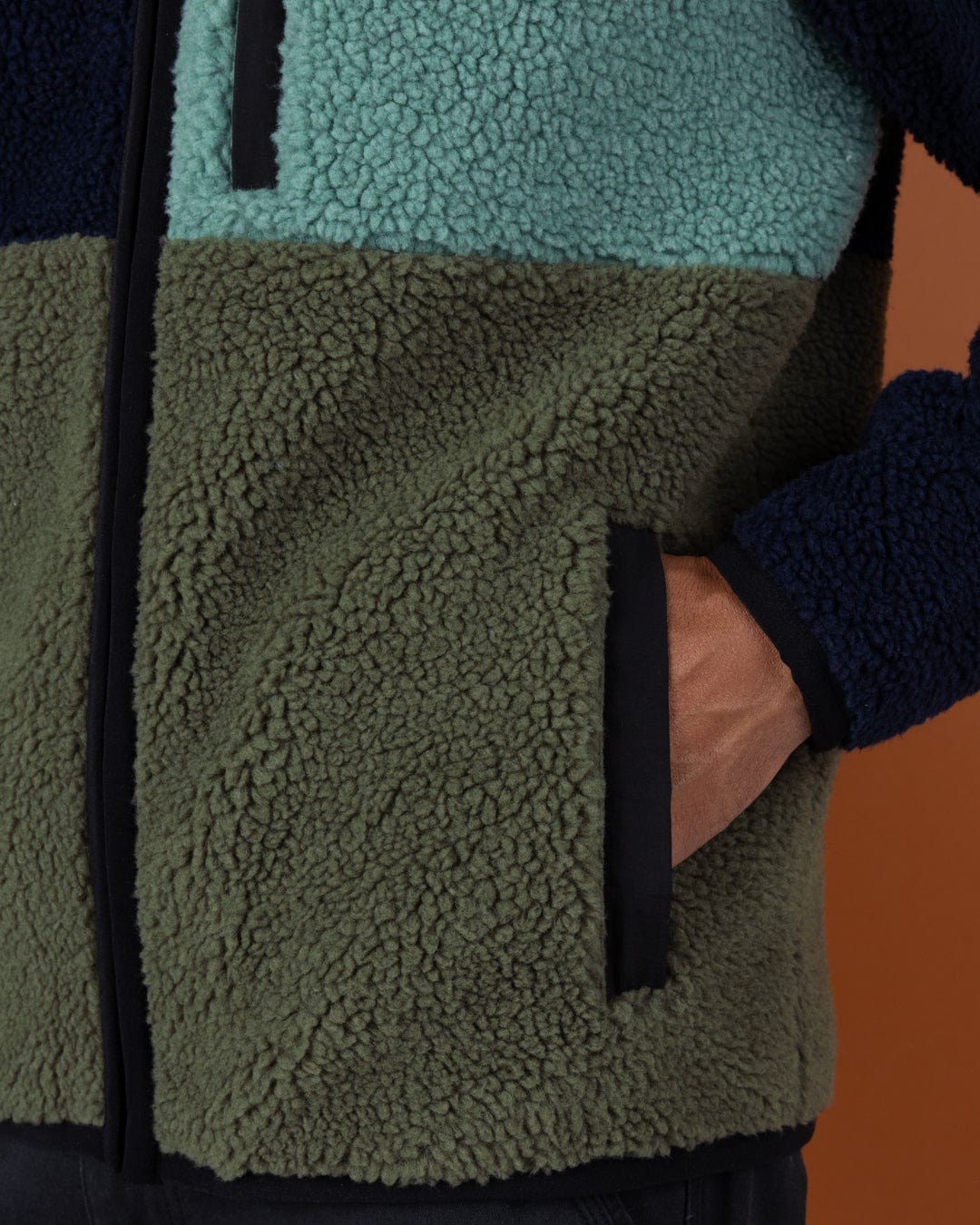 Wye Mens Borg Zip Fleece in Blue - Image 5