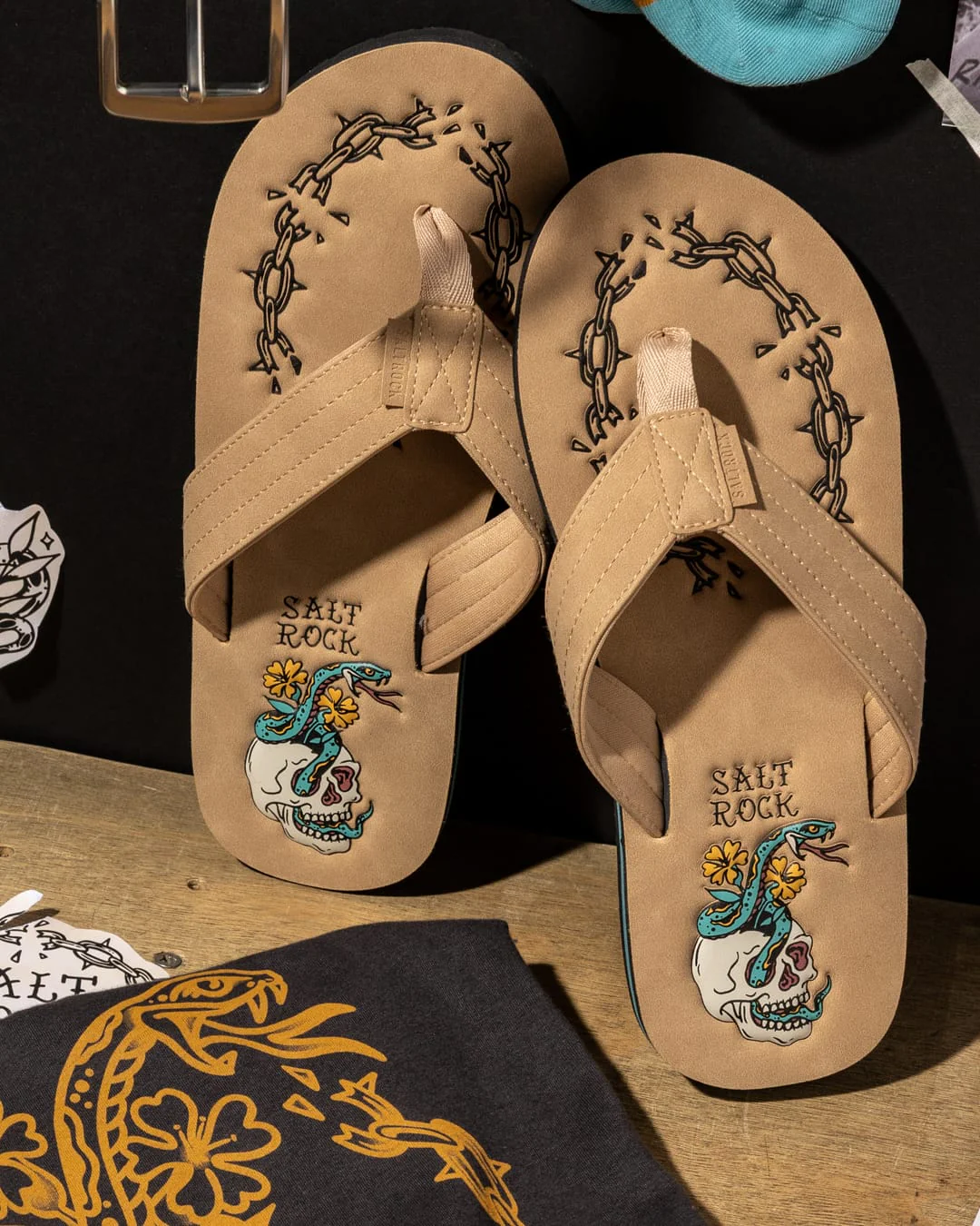 Yesterday's Youth Mens Flip Flops in Beige - Image 2