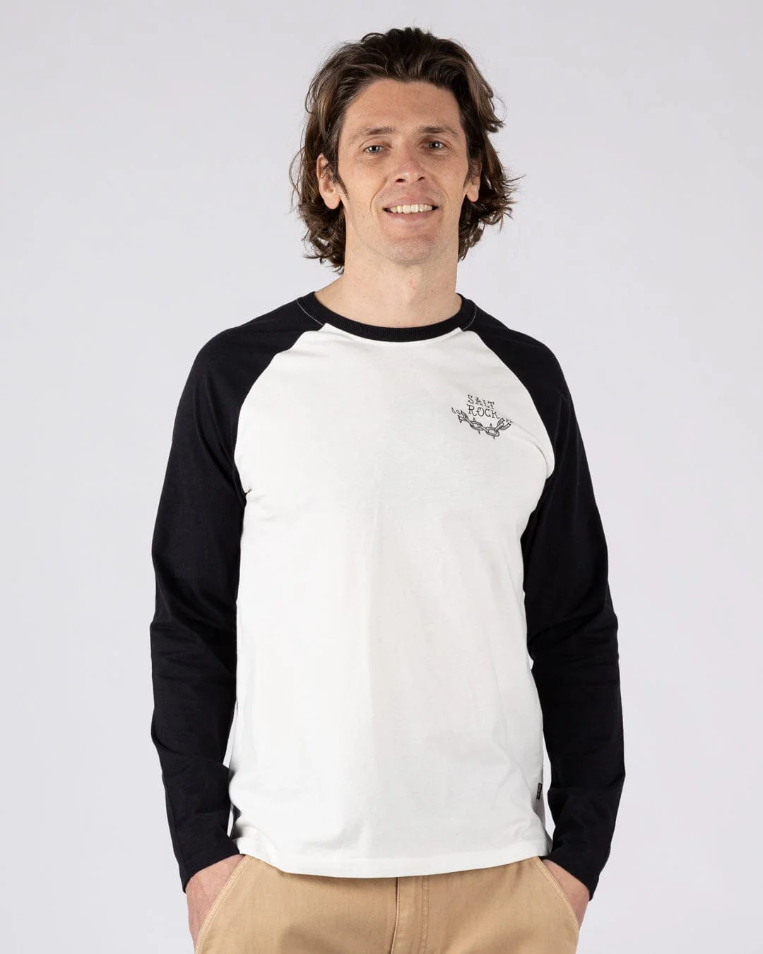 Yesterday's Youth Mens Long Sleeve Raglan T-Shirt in Black - Image 3