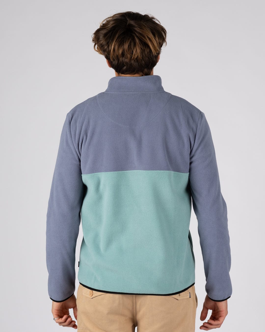 Zaki  Mens 1/4 Neck Fleece in Blue - Image 4